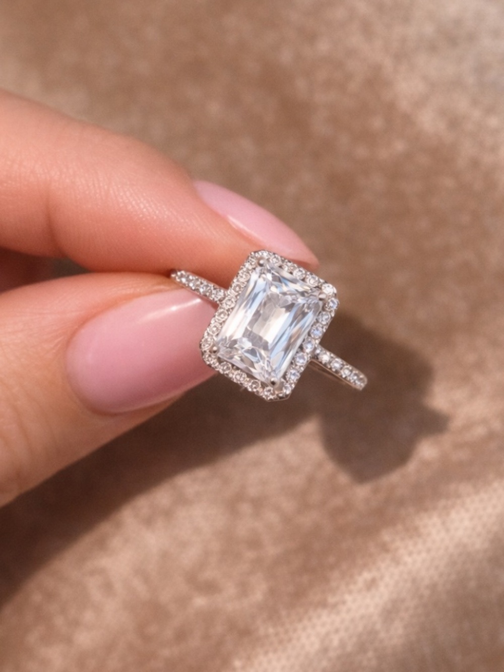 Swarovski Elements Square Bridal Pave Ring 925 Sterling Silver - Picture 5 of 8
